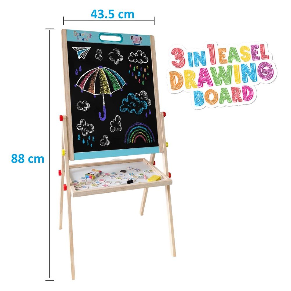 3 in 1 Easel Board for Kids with Stand and Storage Tray