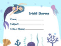 School Notebook labels - Mermaid