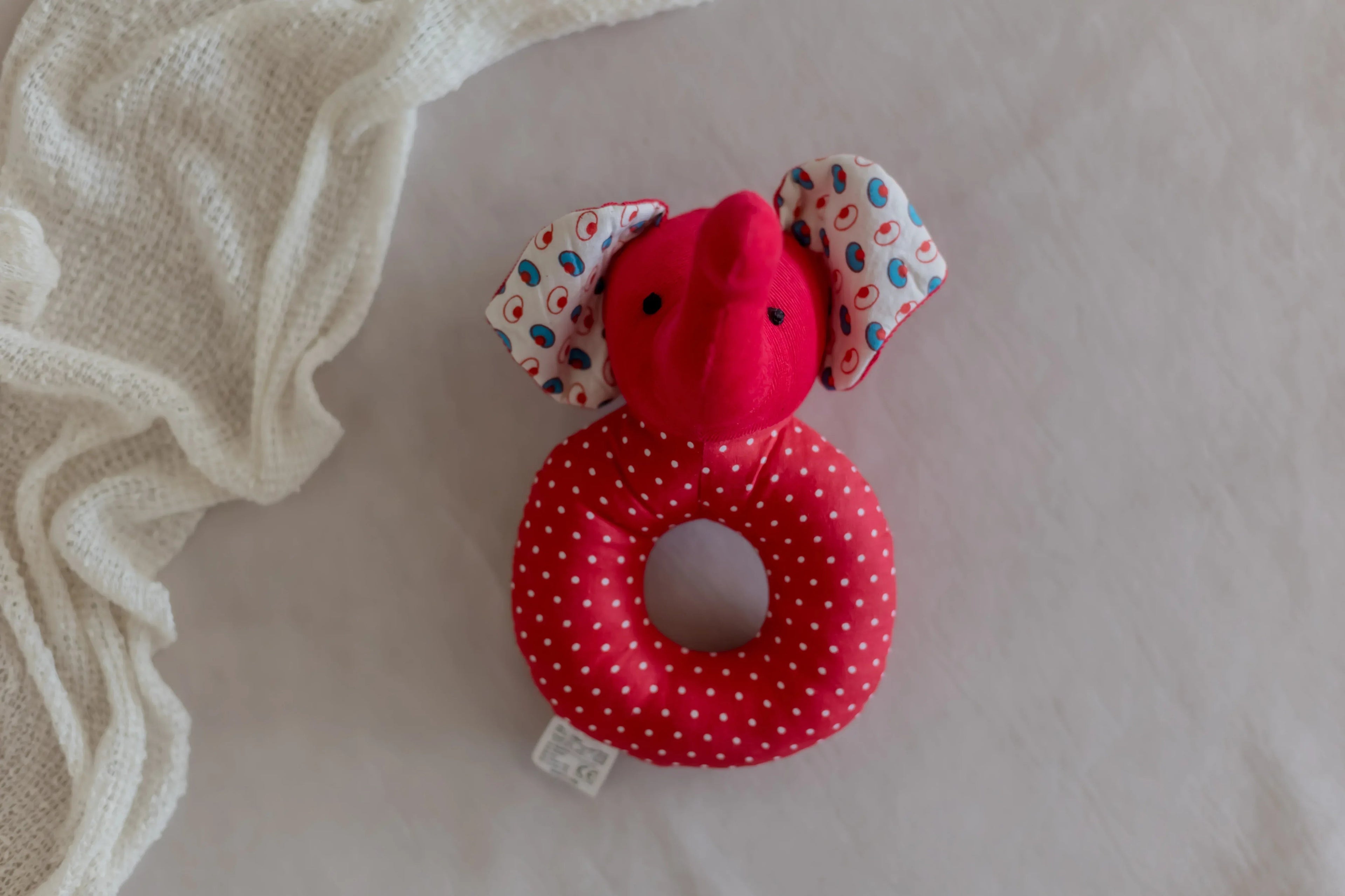 iLearnNGrow Elephant Face Shaped Rattle – Soft Sensory Rattle Toy