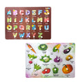ABCD 4-1 Vegetable Characters Wooden Knob & Pegged Puzzle for Kids