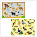 Pet Animals and Birds Wooden Knob & Pegged Puzzle for Kids