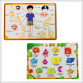 Body Parts & Shapes Characters Wooden Knob & Pegged Puzzle for Kids