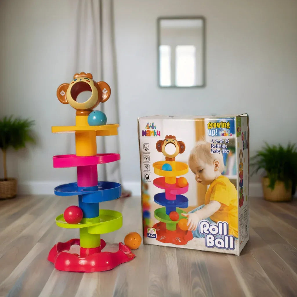 Kids Ball Tower Toy – 5 Layer Ball Drop and Roll Swirling Tower with Spinning Ball Ramp