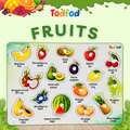 Body Parts, Vegetables, and Fruits Wooden Knob & Pegged Puzzle for Kids