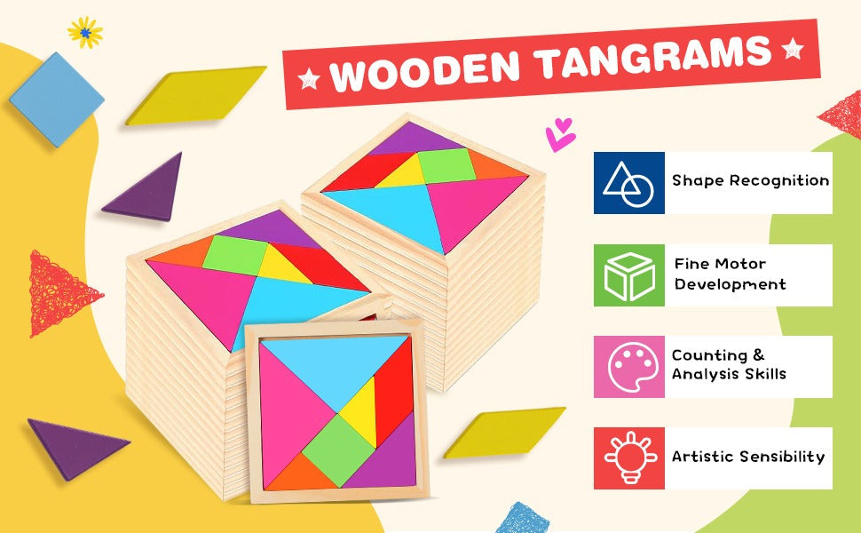 Wooden Tangram Puzzle With Pattern