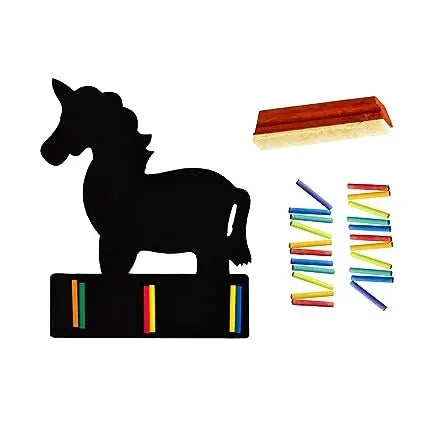 iLearnNGrow Unicorn Black Board – Unicorn Shaped Blackboard With Chalk & Duster for Kids