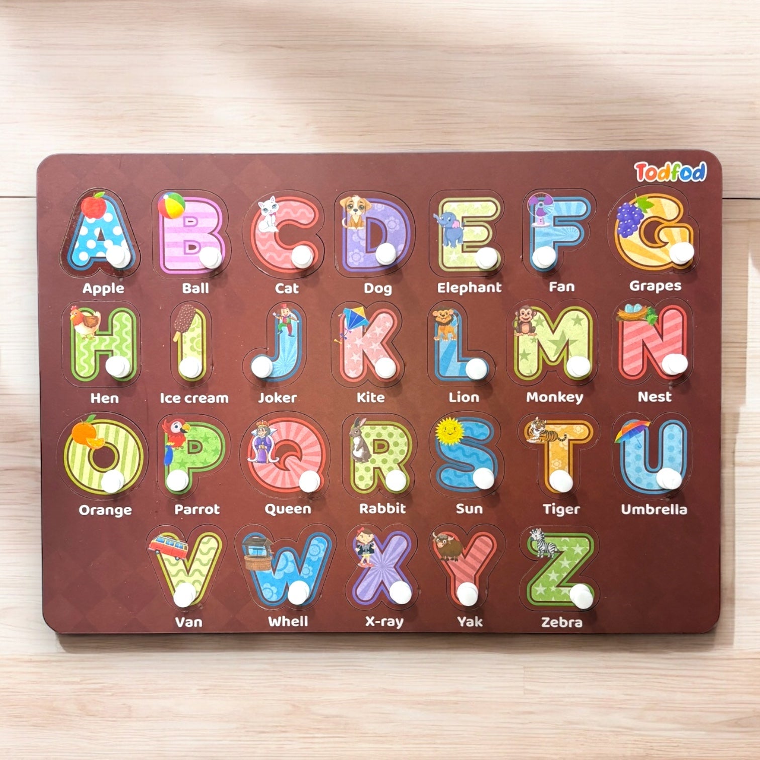 ABCD 4-1 Vegetable Characters Wooden Knob & Pegged Puzzle for Kids