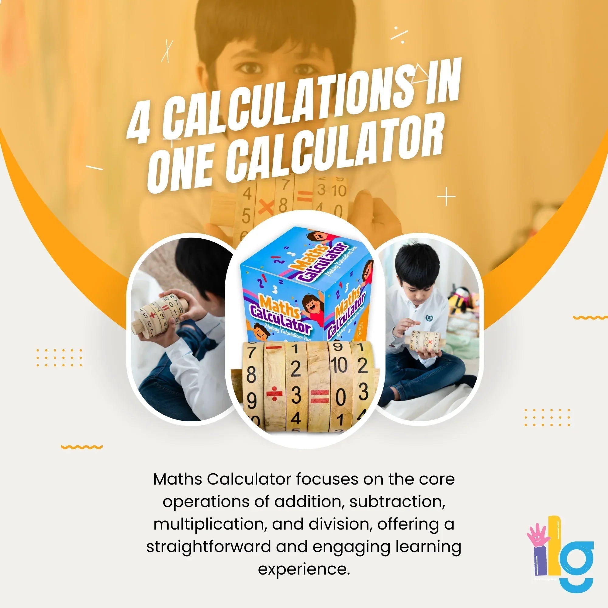 iLearnNGrow Maths Calculator – Interactive Wooden Learning Calculator for Kids