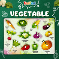Veggie & Vehicle Wooden Knob & Pegged Puzzles for Kids