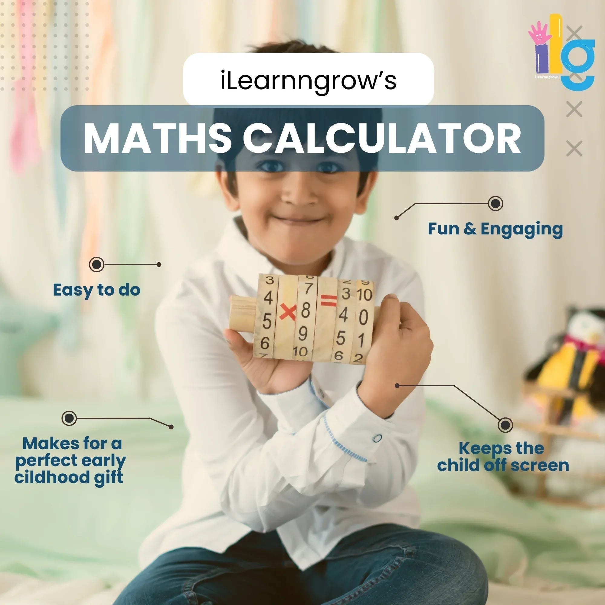 iLearnNGrow Maths Calculator – Interactive Wooden Learning Calculator for Kids