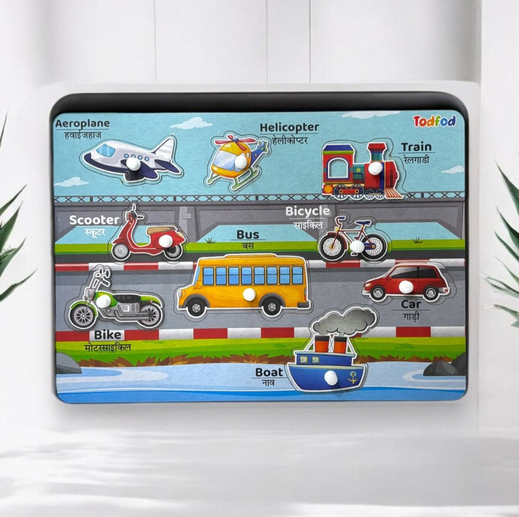 Fish & Vegetable Characters Knob & Pegged Puzzle for Kids