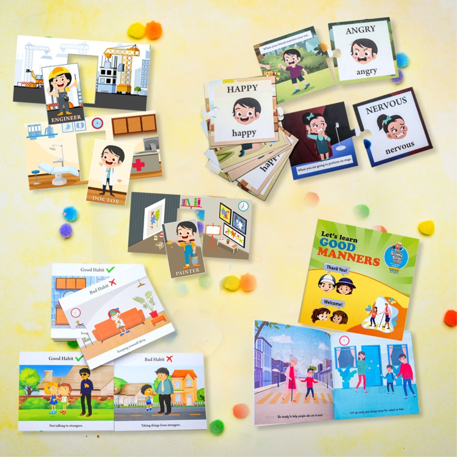 Self Awareness Pack (Emotions and Situations+ Good Habits+ Good Manners Book+ Professions)