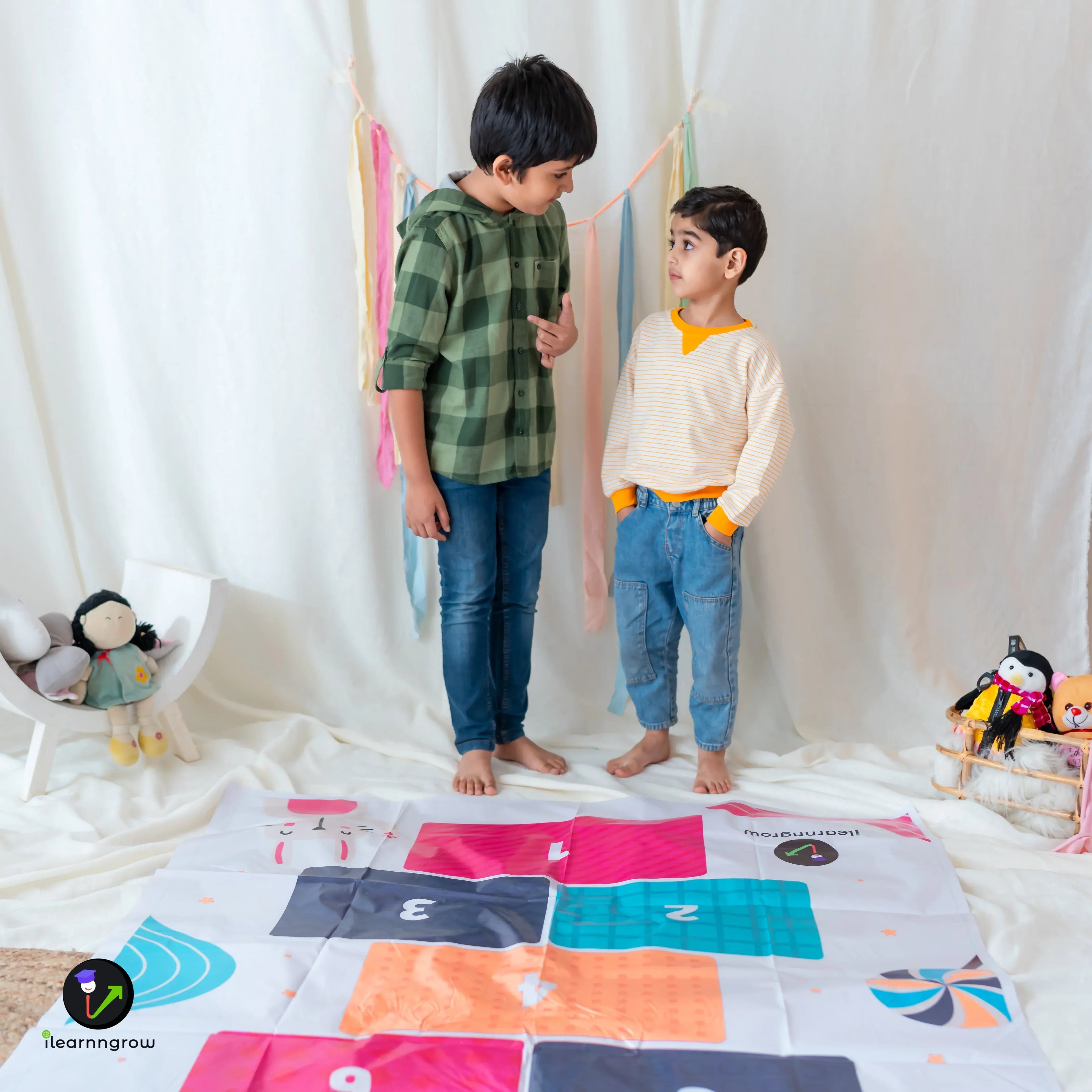 iLearnNGrow Hop Scotch Play Mat – Fun, Interactive Activity Mat for Kids