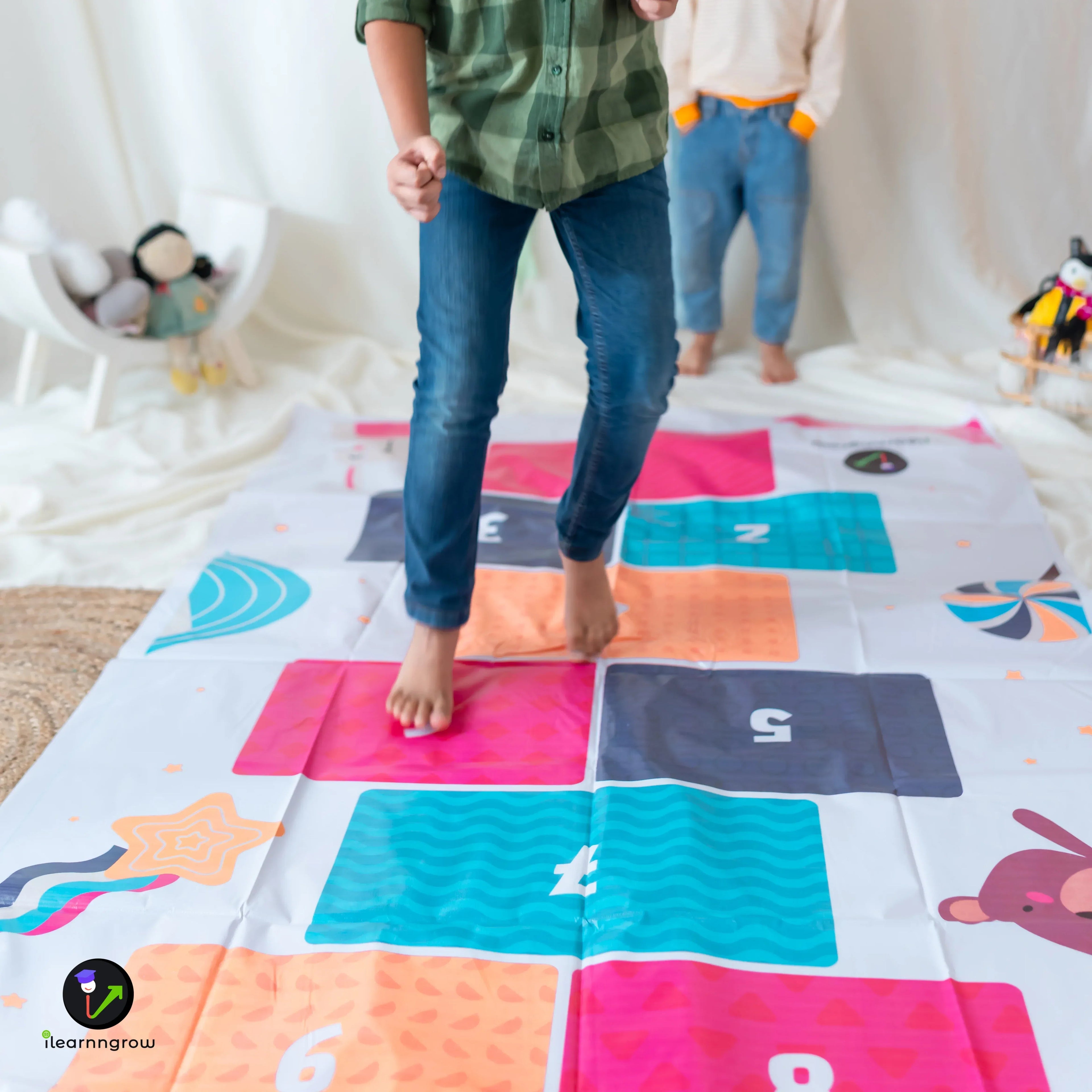 iLearnNGrow Hop Scotch Play Mat – Fun, Interactive Activity Mat for Kids