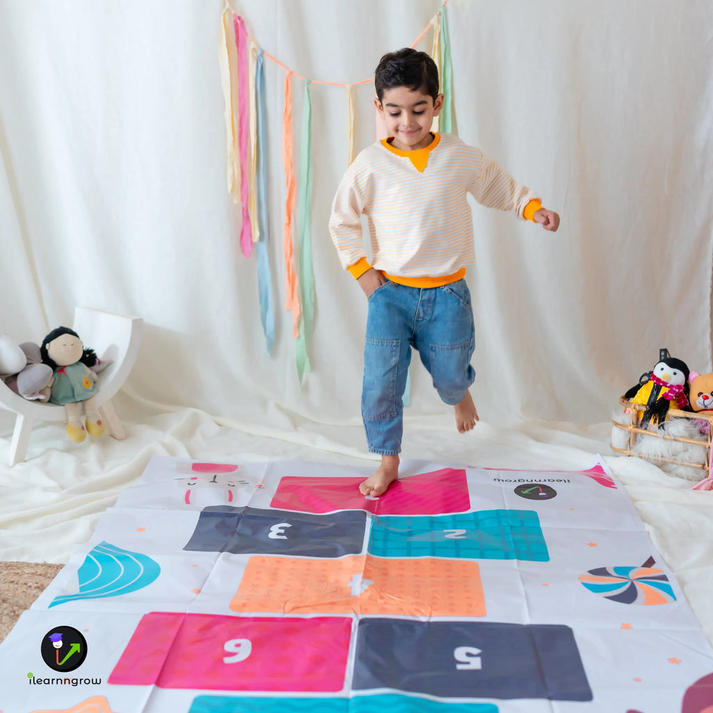 iLearnNGrow Hop Scotch Play Mat – Fun, Interactive Activity Mat for Kids