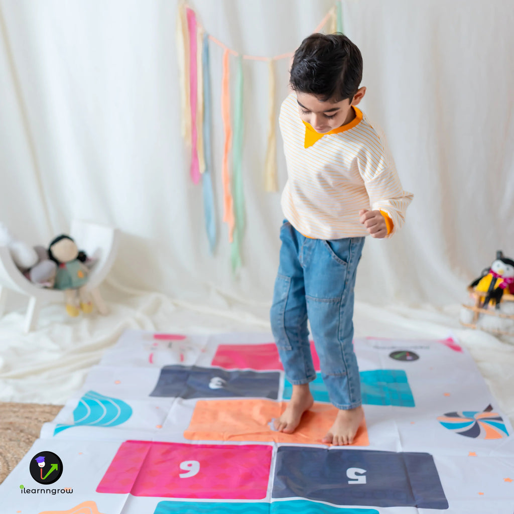iLearnNGrow Hop Scotch Play Mat – Fun, Interactive Activity Mat for Kids