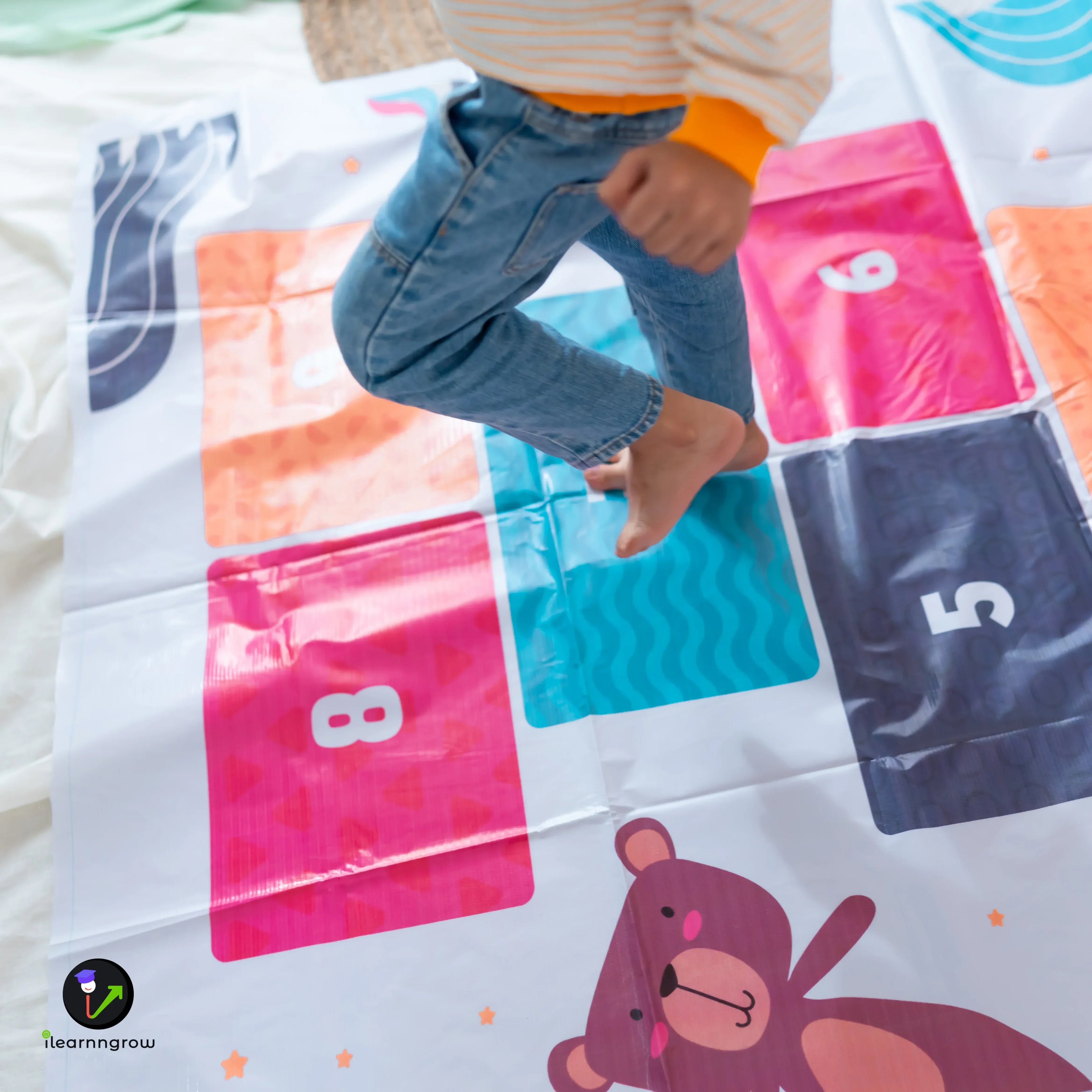 iLearnNGrow Hop Scotch Play Mat – Fun, Interactive Activity Mat for Kids