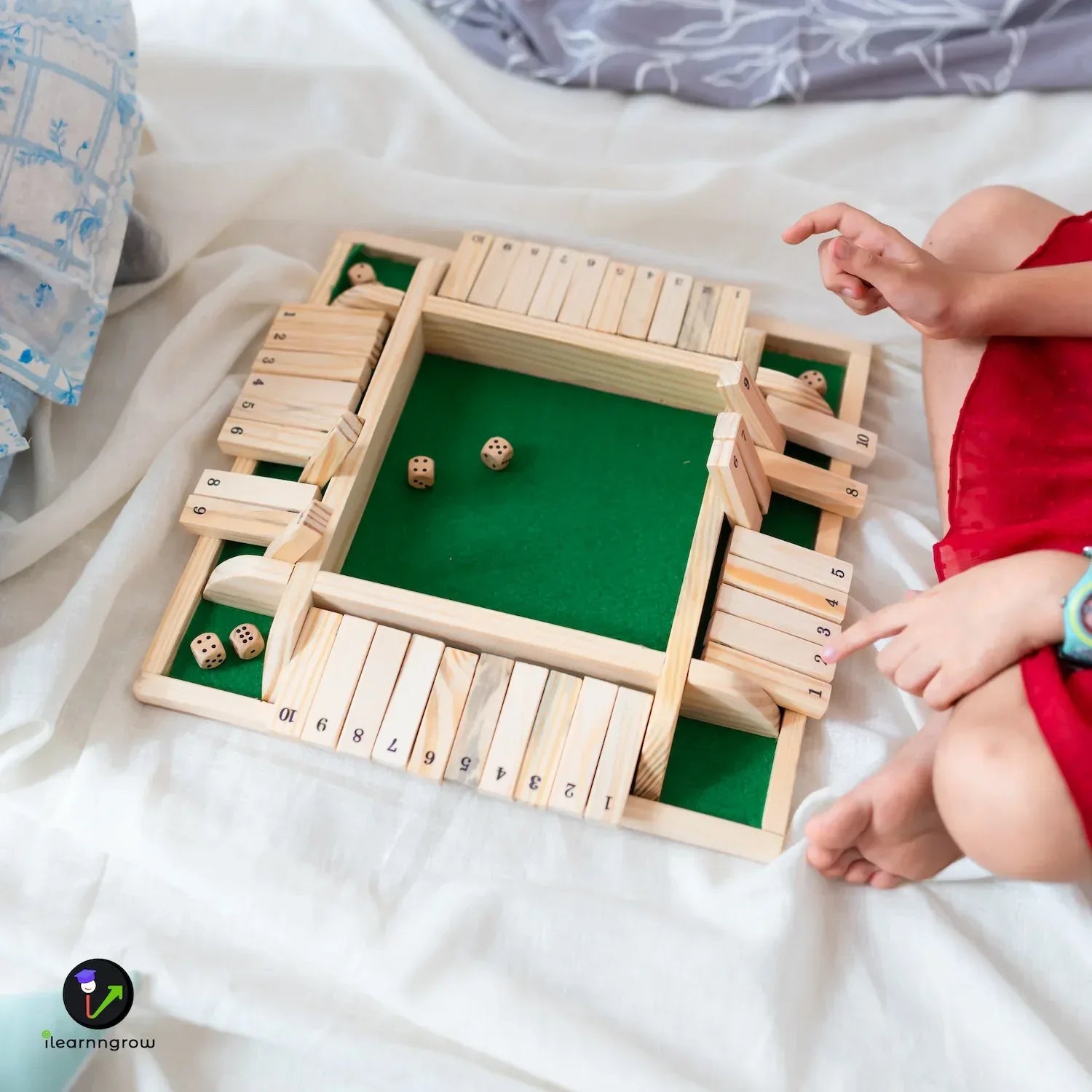 iLearnNGrow Shut The Box – Classic Wooden Shut the Box Dice Game