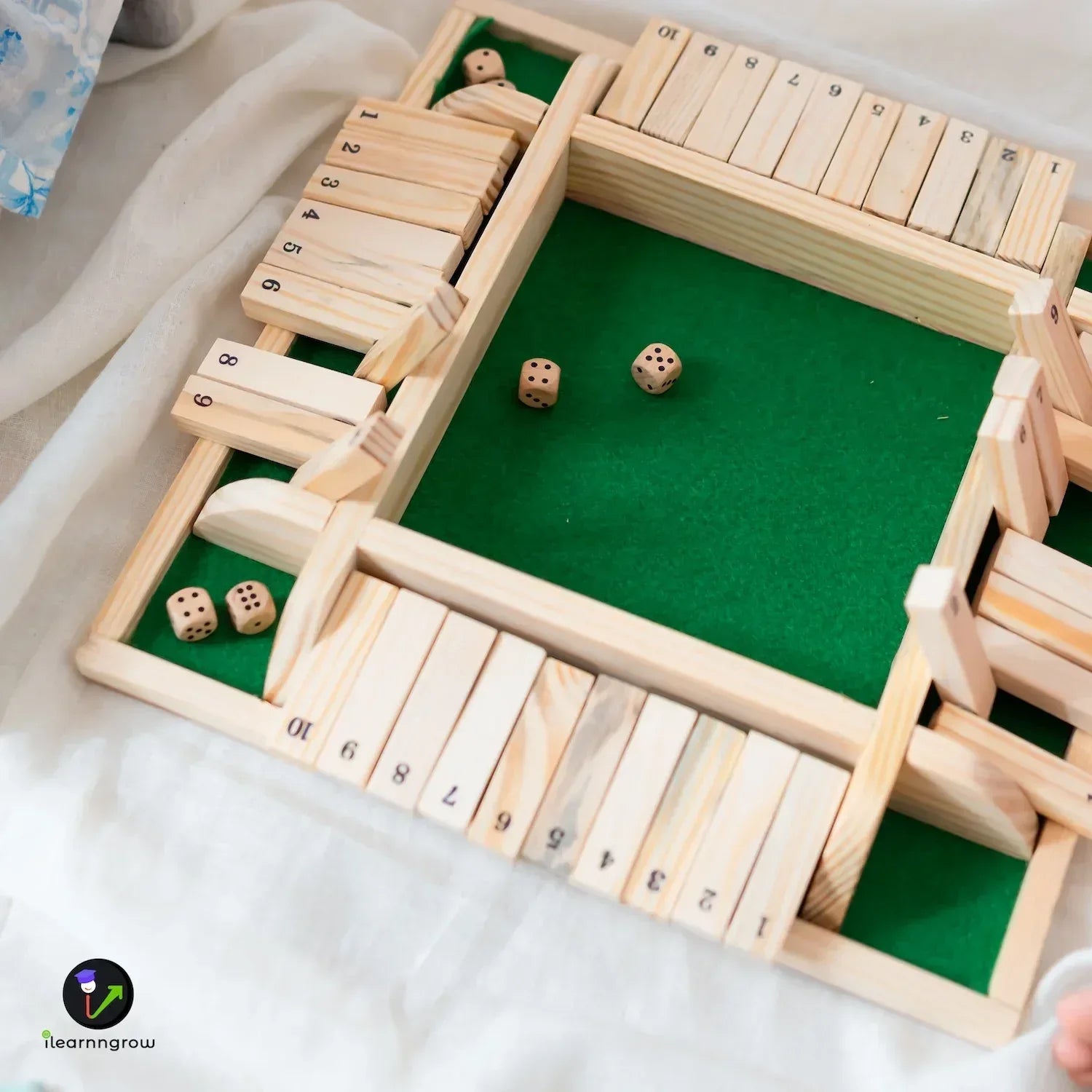 iLearnNGrow Shut The Box – Classic Wooden Shut the Box Dice Game