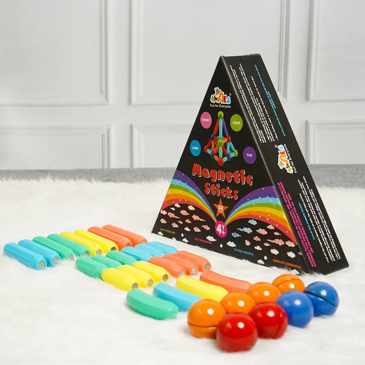 iLearnNGrow 32 Pcs Magnetic Stick Blocks – Creative STEM Building Toy for Kids