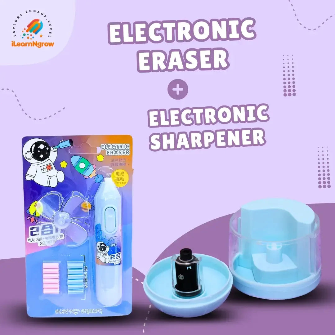 Electronic Eraser & Electronic Sharpener Combo for Kids – Smart Stationery Essentials