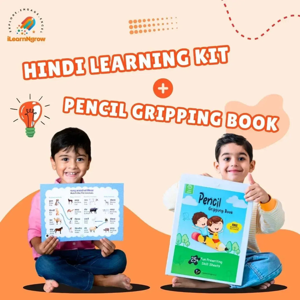 Hindi Learning Kit for Kids with Pencil Gripping Book – Varnamala, Tracing & Early Writing Practice Set