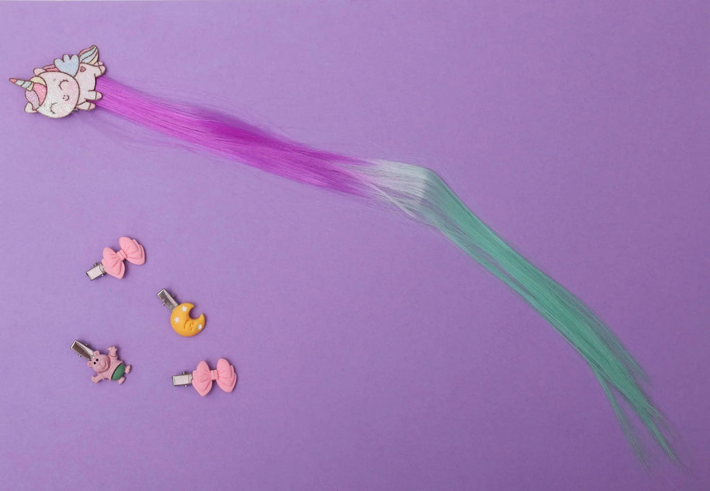 iLearnNGrow Mini Unicorn Hair Extension – Colorful Clip‑On Hair Accessory for Kids