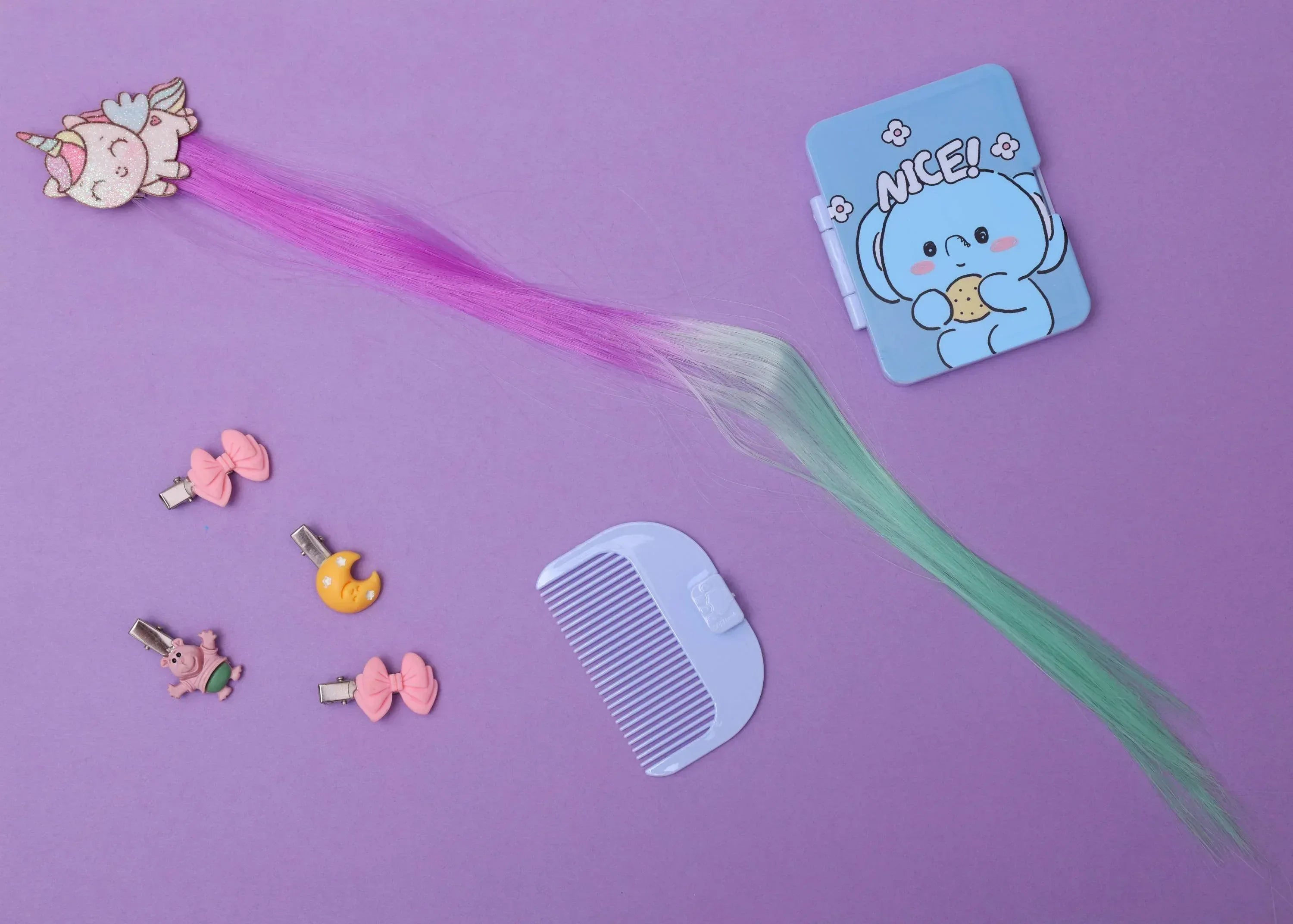 iLearnNGrow Mini Unicorn Hair Extension – Colorful Clip‑On Hair Accessory for Kids