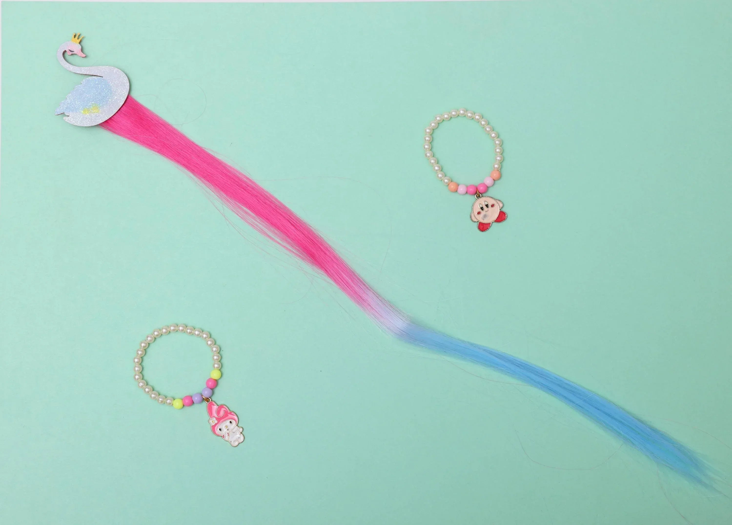 iLearnNGrow Swan Hair Extension for Kids – Colorful Clip-On Hair Accessory for Kids