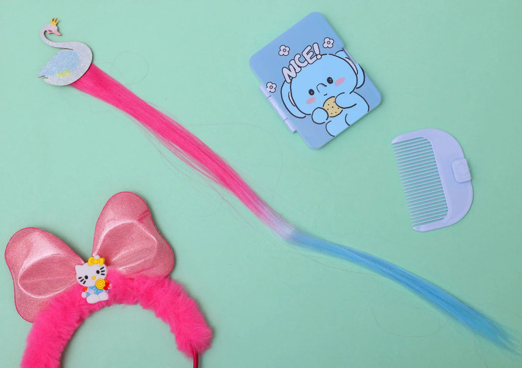 iLearnNGrow Swan Hair Extension for Kids – Colorful Clip-On Hair Accessory for Kids