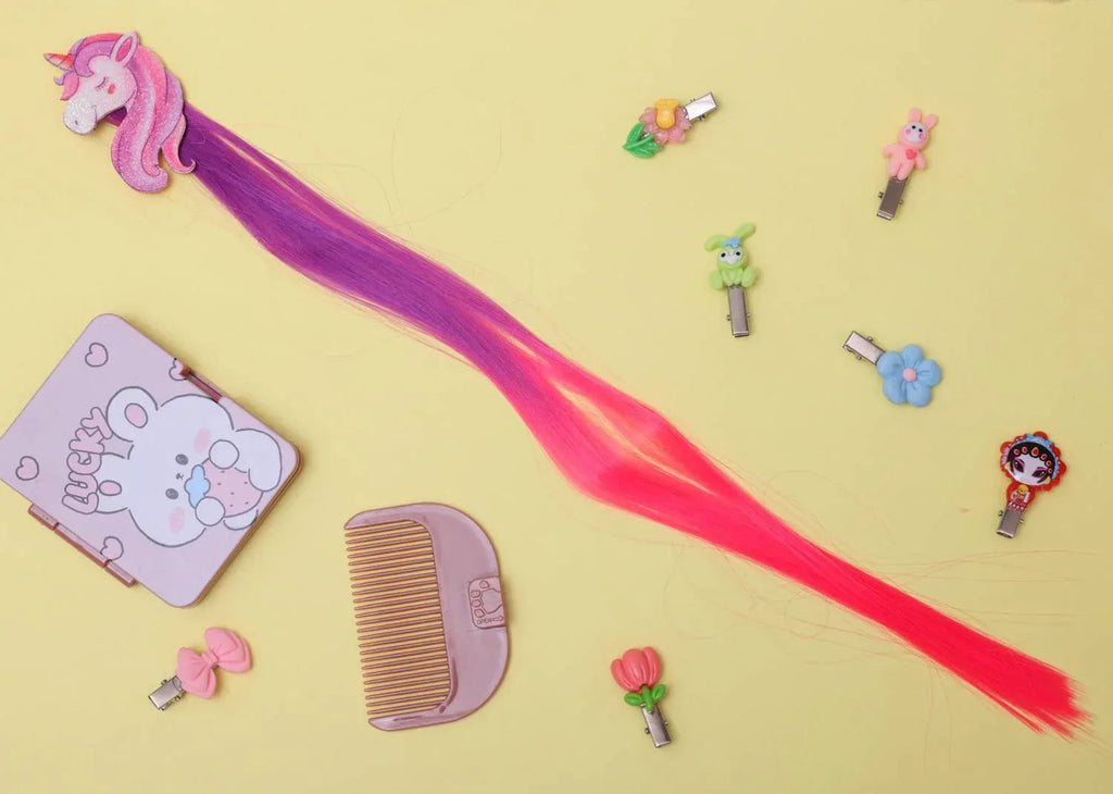 iLearnNGrow Unicorn Face Hair Extension – Colorful Clip-On Hair Accessory for Kids