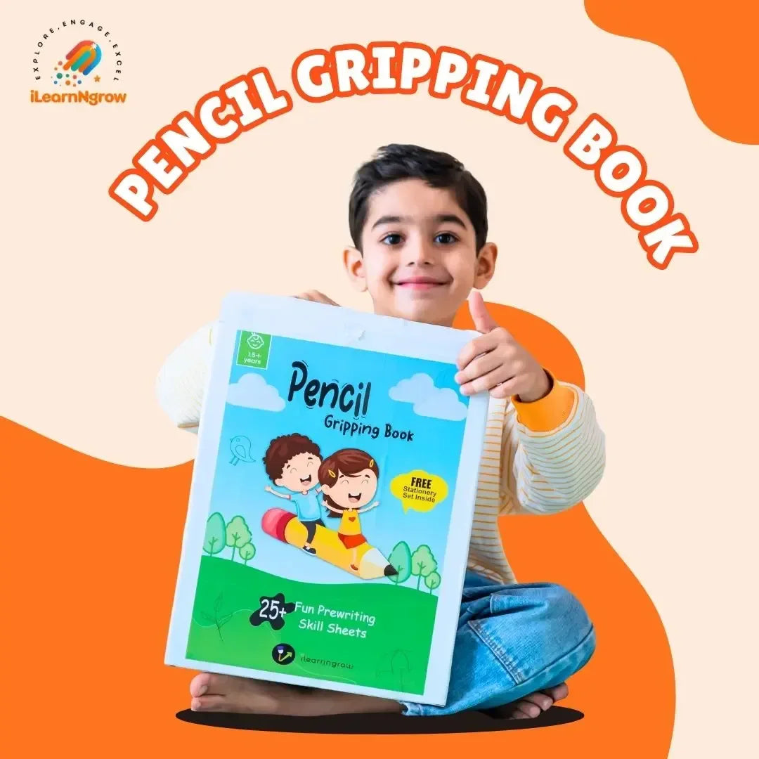 Pencil Box Stationery Kit for Kids + Pencil Gripping Book – Early Learning & Writing Skills Set