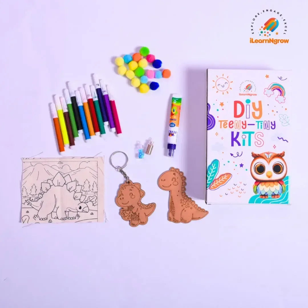 Teeny Tiny Craft Bundle for Kids – Pen Stand, Fridge Magnet & Dino Painting Kit | Fun Art & DIY Activities